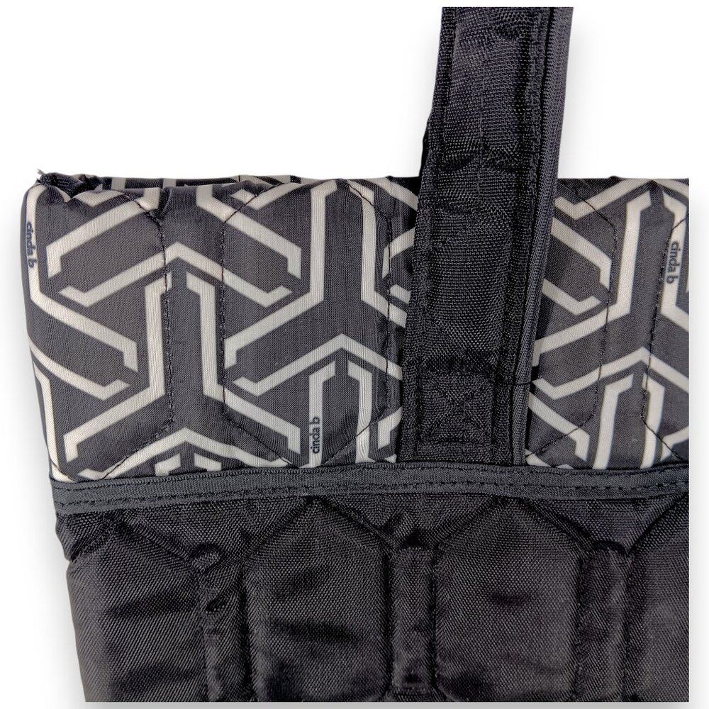 CINDA B-Jet Set Black Essentials Tote-Purse-Shoulder Bag-Quilted Pattern - Picture 9 of 12